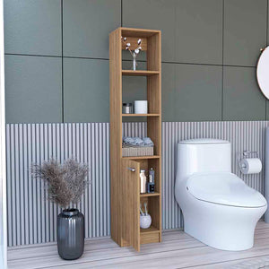 English Elm Linen Cabinet Emmett with 3 Open Shelves and Lower Storage Cabinet, 63.8" Tall Durable Pine Finish Espresso B092123330