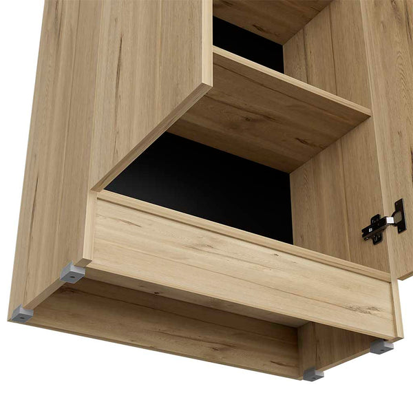 English Elm Storage Cabinet Pipestone Tall 5-Shelf Manufactured Wood Organizer with Two Doors and Durable Finish Light Oak B092122867