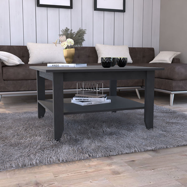 English Elm Coffee Table San Jose - Sleek Black Wengue Finish With One Shelf For Stylish Storage & Display B092123333