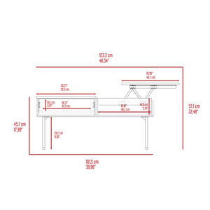 English Elm Lift Top Coffee Table Mercuri with Hidden Storage and Locking Casters, Durable Particleboard Design Brown B092123095