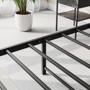 English Elm Full Platform Bed Frame with Storage Headboard and Charging Station, 11 Slats, Noise-Free, 400lb Durable Capacity W840120028