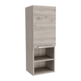 English Elm Medicine Cabinet Hazelton, Open and Interior Shelves, Light Gray Finish