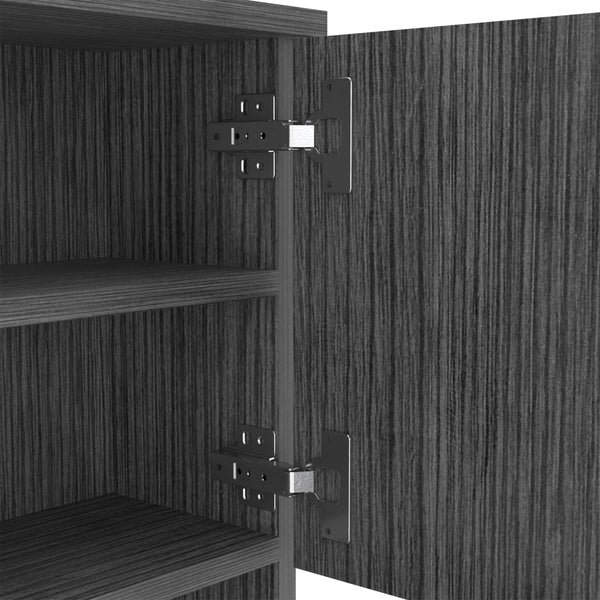 English Elm Pantry Piacenza multifunctional kitchen cabinet with microwave space, drawer, shelves for organized storage Gray B092123092