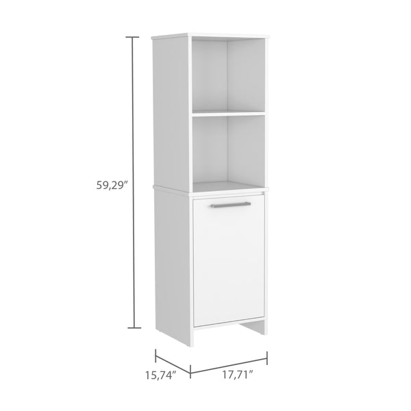 English Elm Kitchen Pantry Cabinet - Stylish Single Door With Open Shelves, Soft-Close Hinges, White Finish B092122927