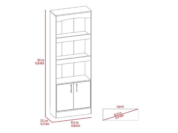 English Elm Bookcase Denver 70.8" Tall Light Gray Particle Board with Metal Hardware, Framed Elegant Shelves B092122900