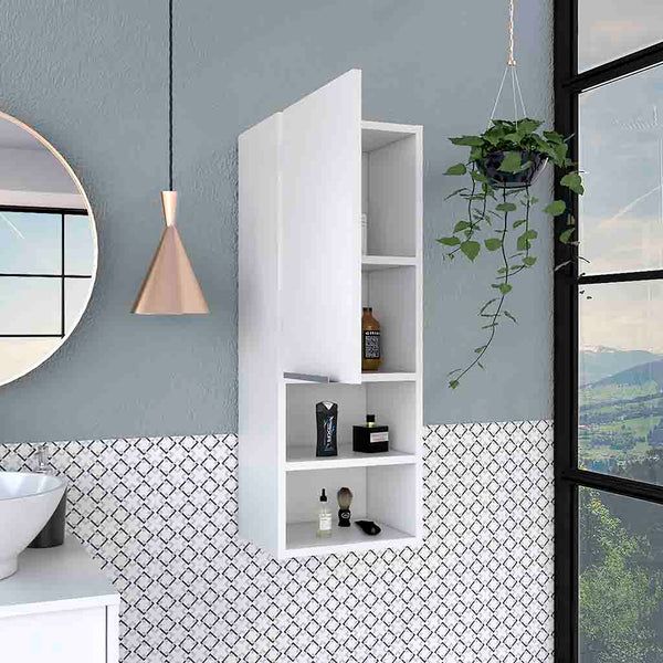 English Elm Medicine Cabinet Hazelton with Open Lower Shelves and Interior Storage, Easy Assembly, Durable Finish White B092122814