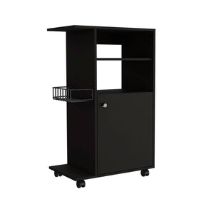 English Elm Kitchen Cart Kryot - Mobile Storage Solution With Microwave Countertop & Stylish Black Finish B092122967
