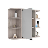 English Elm Medicine Cabinet Milano, Six External Shelves Mirror, Light Gray Finish