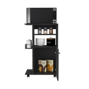 English Elm Kitchen Cart Kryot - Mobile Storage Solution With Microwave Countertop & Stylish Black Finish B092122967