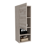 English Elm Medicine Cabinet Hazelton, Open and Interior Shelves, Light Gray Finish