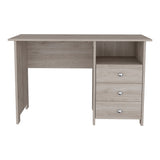 Brentwood Writing Desk, 3 Drawers & Open Shelf, Light Gray Finish - Spacious & Stylish