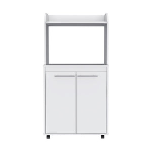 English Elm Kitchen Cart Totti with Microwave Shelf, Rolling Double-Door Storage Cabinet and Spacious Countertop White B092122827