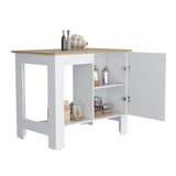 English Elm Kitchen Island Shoproni, One Drawer, White Finish