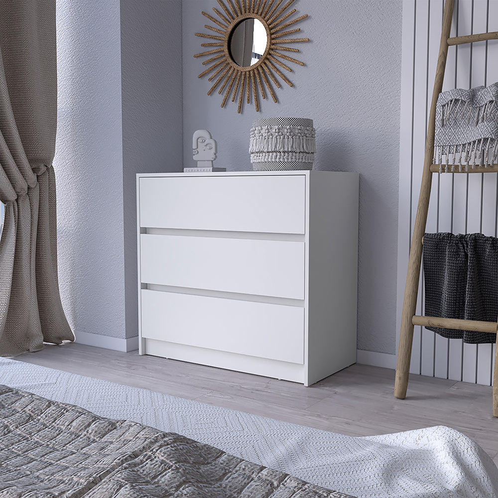 English Elm Dresser Maldus: Stylish Three-Drawer Storage Solution In Modern White Finish For Any Space B092122831