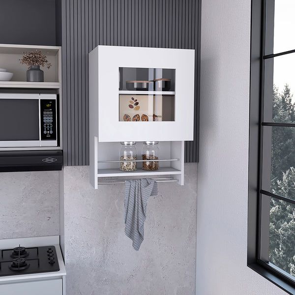 English Elm Kitchen Wall Cabinet Papua White Finish - 3 Adjustable Shelves, Easy Assembly, Durable Particle Board Storage (23.6"x17.3") B092123309