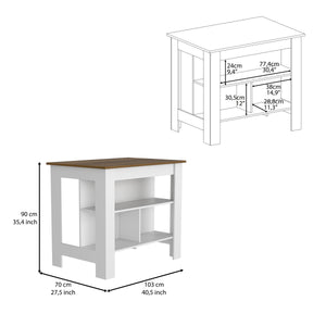 English Elm Kitchen Island Dozza - Stylish Two-Tone Design With Three Storage Shelves For Modern Functionality B092122904