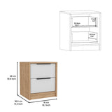 Modern White/Pine Nightstand with 2 Drawers and Metal Handle | Durable, High-Quality Materials