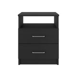 English Elm Nightstand Olivenza, Two Drawers, Black Wengue Finish