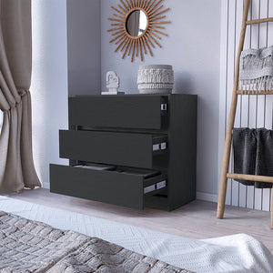 English Elm Dresser With Three Drawers, Sleek Black Wenge Finish - Modern Storage For Any Space, Easy Assembly! B092122832