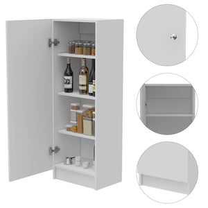 English Elm Pantry Miami single-door cabinet with four adjustable shelves, space-saving design, durable build White B092123007