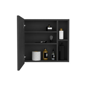 English Elm Medicine Cabinet Viking - Sleek Black Wengue, 3 Internal Shelves, Mirror Door & 2 External Shelves B092123096