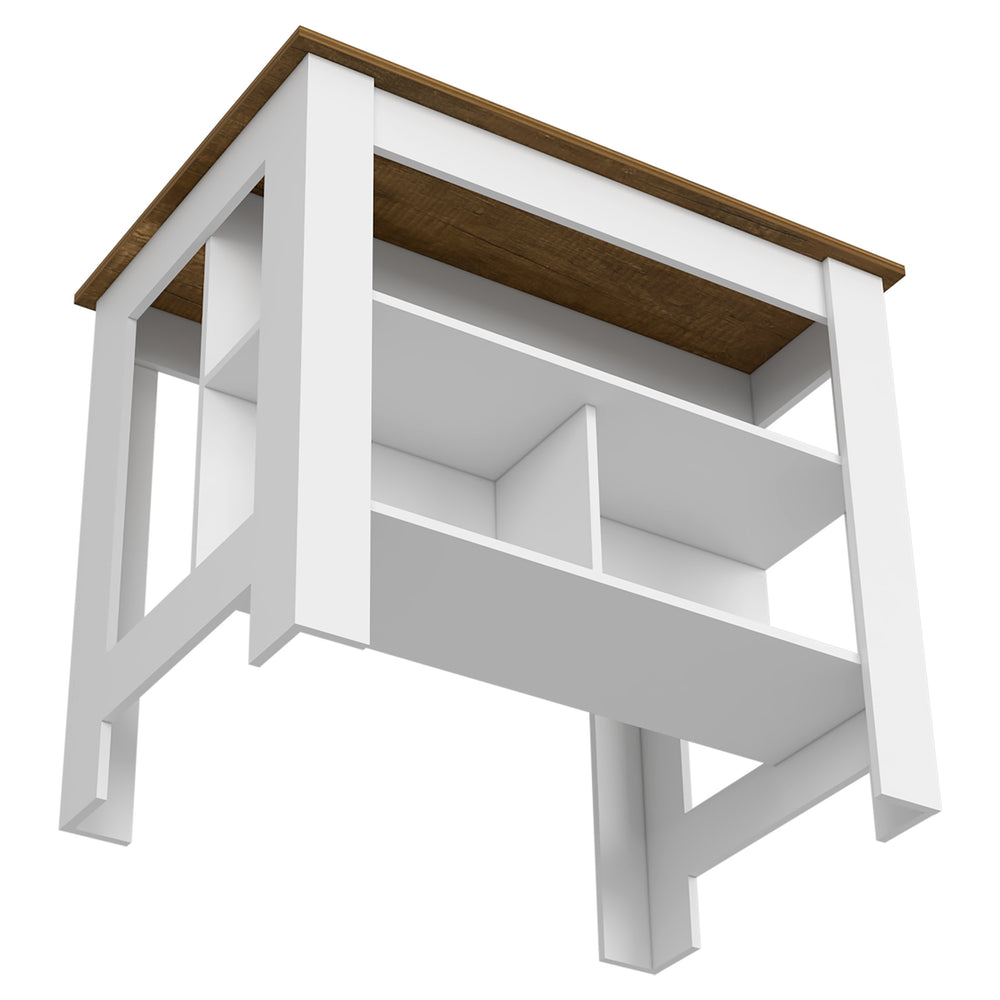 English Elm Kitchen Island Dozza - Stylish Two-Tone Design With Three Storage Shelves For Modern Functionality B092122904