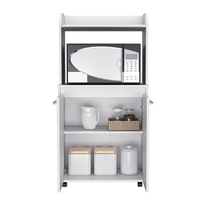 English Elm Kitchen Cart Totti with Microwave Shelf, Rolling Double-Door Storage Cabinet and Spacious Countertop White B092122827