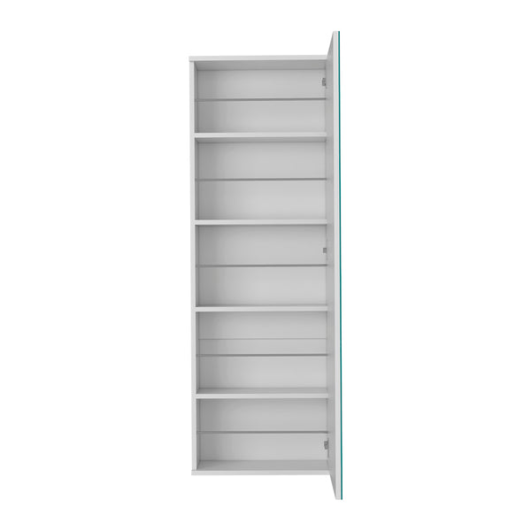 English Elm Wall Mounted Shoe Rack With Mirror Door, Single-Door White Particle Board Organizer, 10-Pair Capacity, Slim Space-Saving 54.3" H x 18.5" W x 8.1" D B092122936
