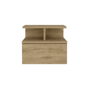 English Elm Floating Nightstand Flopini wall-mounted bedside table with drawer, space-saving shelf, durable design Beige B092123164