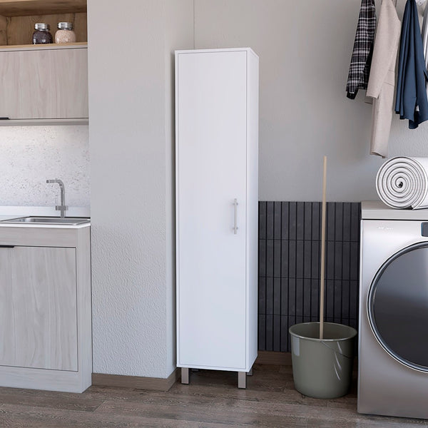 English Elm Storage Cabinet Buccan - Sleek White Finish For Organized Laundry, Bathroom & Small Spaces Essentials B092123126-GIGA
