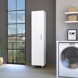 White Storage Cabinet with 4 Shelves, Lockable Doors | 12.32 x 15.75 x 70.87