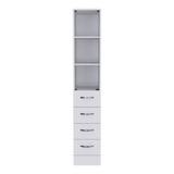 English Elm Linen Cabinet Artic, Three Shelves, Single Door, White Finish