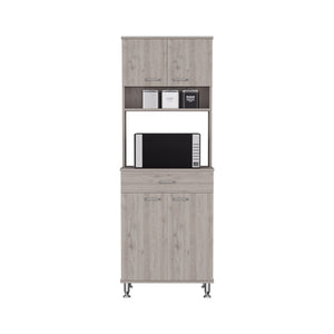 English Elm Pantry Piacenza Two Double Door Cabinet Light Gray – Multi-Shelf Storage, Microwave Space & Drawer B092123112