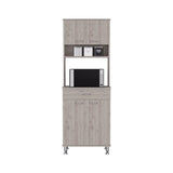 English Elm Pantry Piacenza,Two Double Door Cabinet, Light Gray Finish