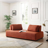 English Elm One-Piece Morden Sofa Counch 3-Seater Minimalist Sofa For Living Room Lounge Home Office Orange