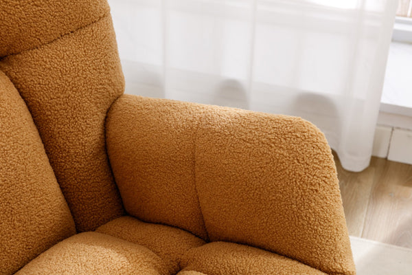 English Elm 050-teddy Fabric Glider Rocking Chair Plush Nursery Accent Seat with Wooden Base W527P176785