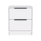 English Elm Nightstand Cervants, Two Drawers, Metal Handle, White Finish