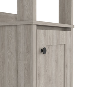 English Elm Linen Cabinet Jannes - Light Gray Finish, Two Open Shelves & Single Door For Stylish Bathroom Storage B092122957