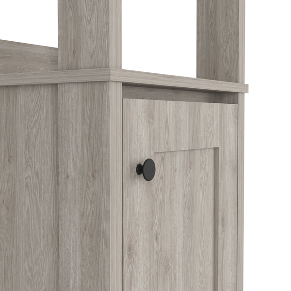 English Elm Linen Cabinet Jannes - Light Gray Finish, Two Open Shelves & Single Door For Stylish Bathroom Storage B092122957