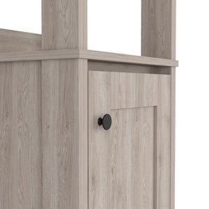 English Elm Linen Cabinet Jannes, Two Open Shelves, Single Door, Light Gray Finish