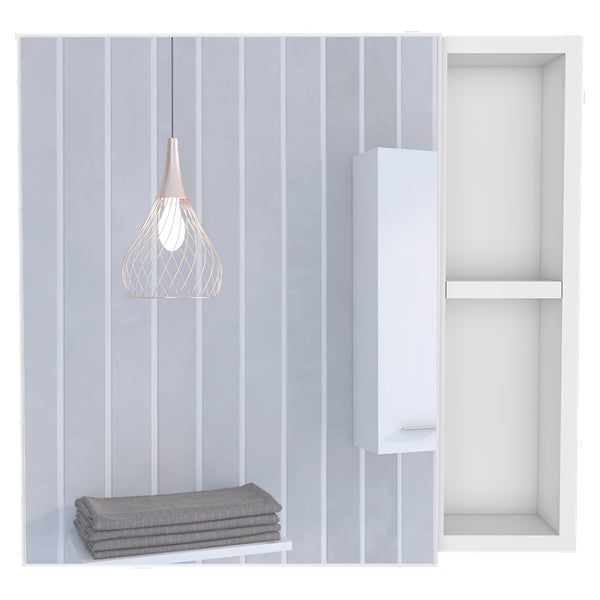 English Elm Medicine Cabinet Viking - Stylish White Finish, 3 Internal Shelves, Mirror Door & 2 External Storage Spaces B092123098