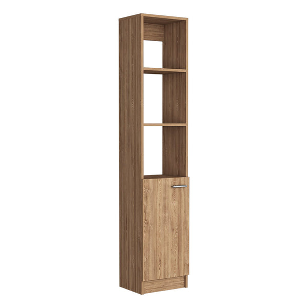 English Elm Linen Cabinet Emmett with 3 Open Shelves and Lower Storage Cabinet, 63.8" Tall Durable Pine Finish Espresso B092123330