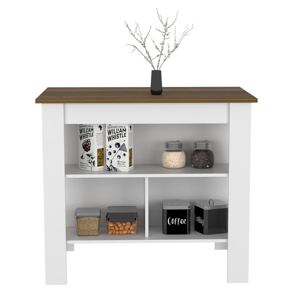 English Elm Kitchen Island Dozza - Stylish Two-Tone Design With Three Storage Shelves For Modern Functionality B092122904