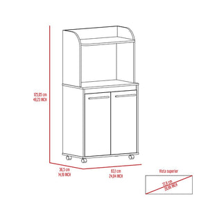 English Elm Kitchen Cart Totti with Microwave Shelf, Rolling Double-Door Storage Cabinet and Spacious Countertop White B092122827