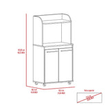 English Elm Kitchen Cart Totti, Double Door Cabinet, One Open Shelf, Two Interior Shelves, White Finish