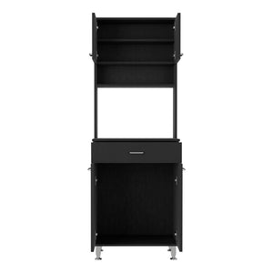 English Elm Pantry Piacenza multifunctional kitchen cabinet with microwave space, drawer, shelves for organized storage Black B092123040