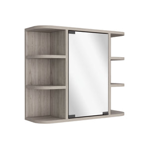 English Elm Medicine Cabinet Milano – Space-Saving Bathroom Storage With Mirror & Light Gray Finish, 6 Shelves B092123010