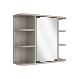 English Elm Medicine Cabinet Milano, Six External Shelves Mirror, Light Gray Finish