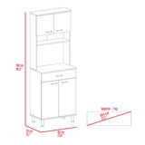 English Elm Pantry Piacenza,Two Double Door Cabinet, Smokey Oak Finish