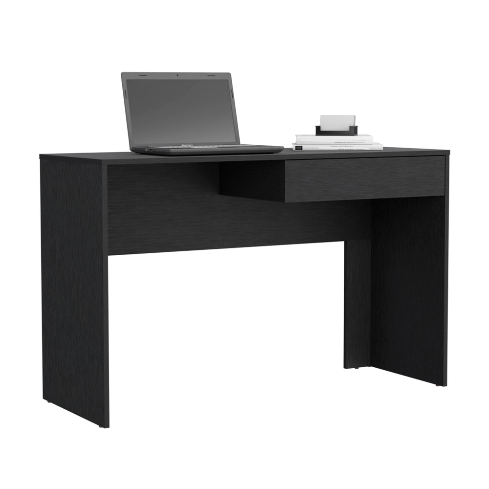 English Elm Computer Desk Harrisburg One Drawer Wengue Finish 47.3" Wide Workstation Durable Particleboard Black B092122943